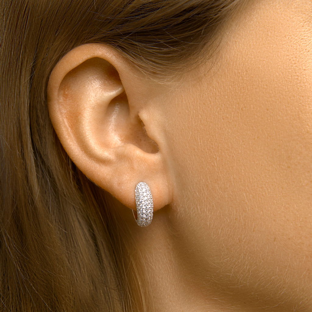 Klapoorringen zirkonia zilver gerhodineerd