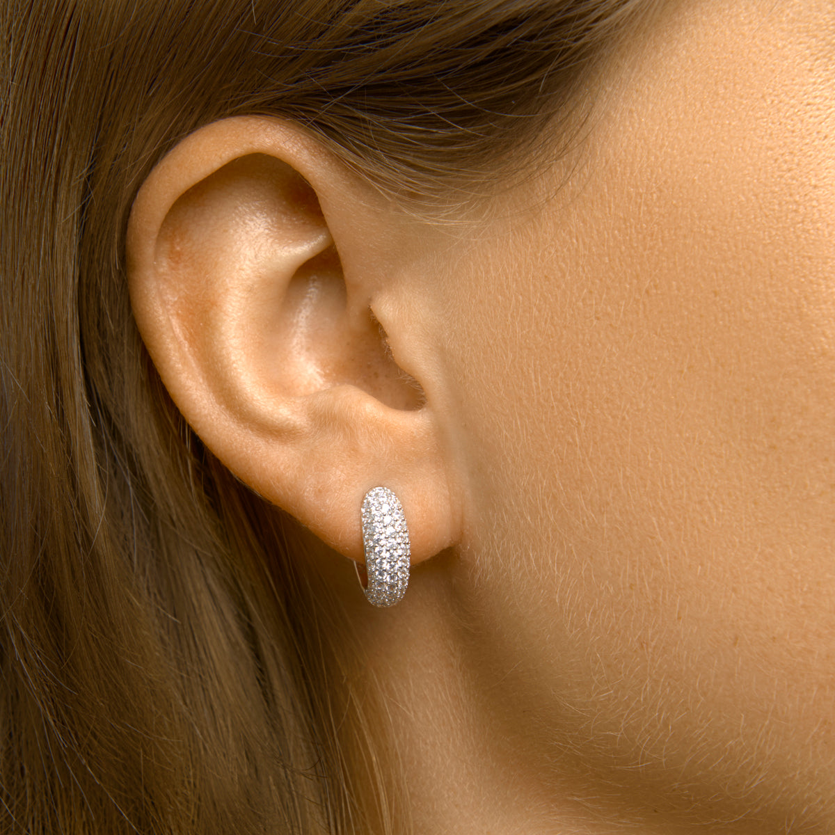 Klapoorringen zirkonia zilver gerhodineerd