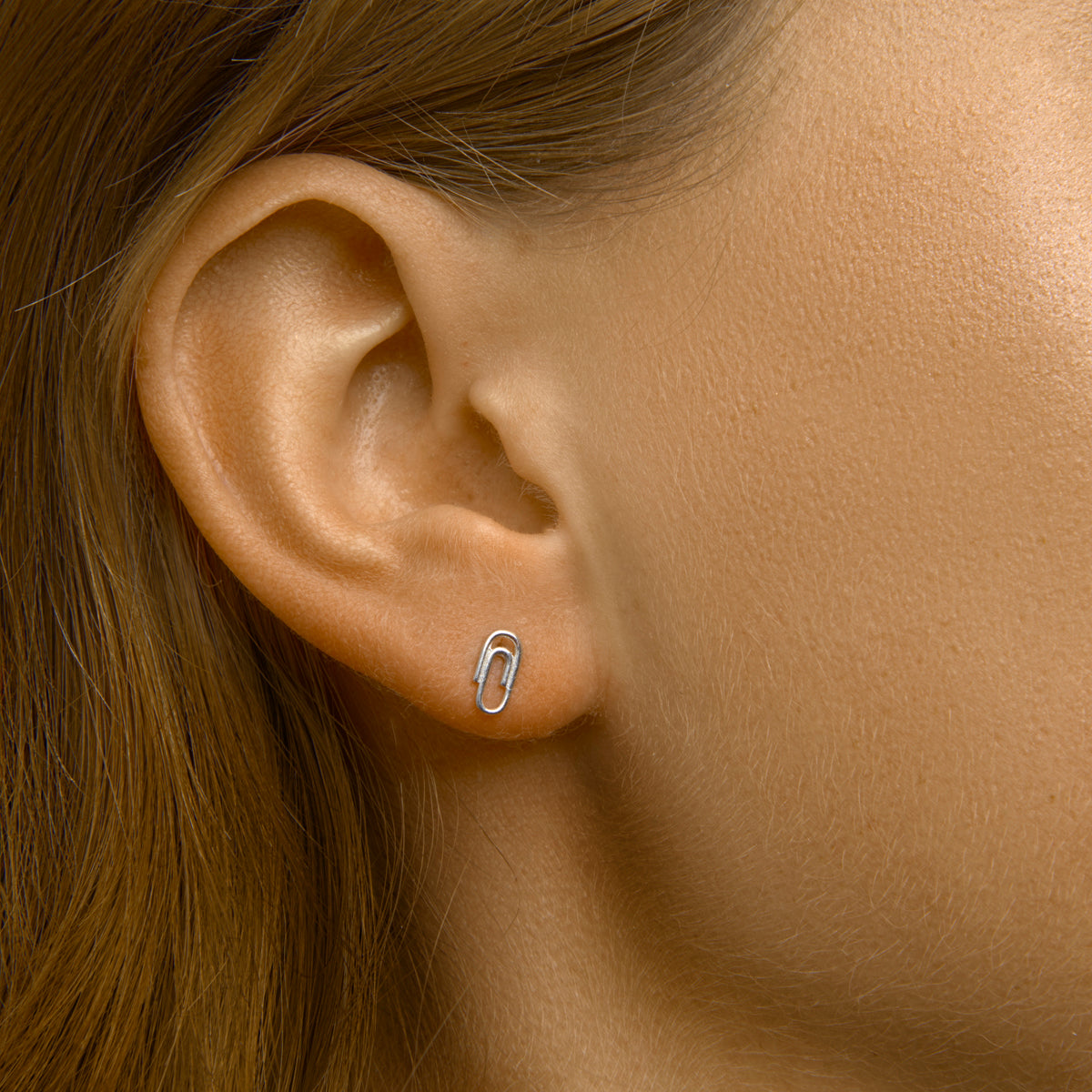 Oorknoppen paperclip zilver gerhodineerd