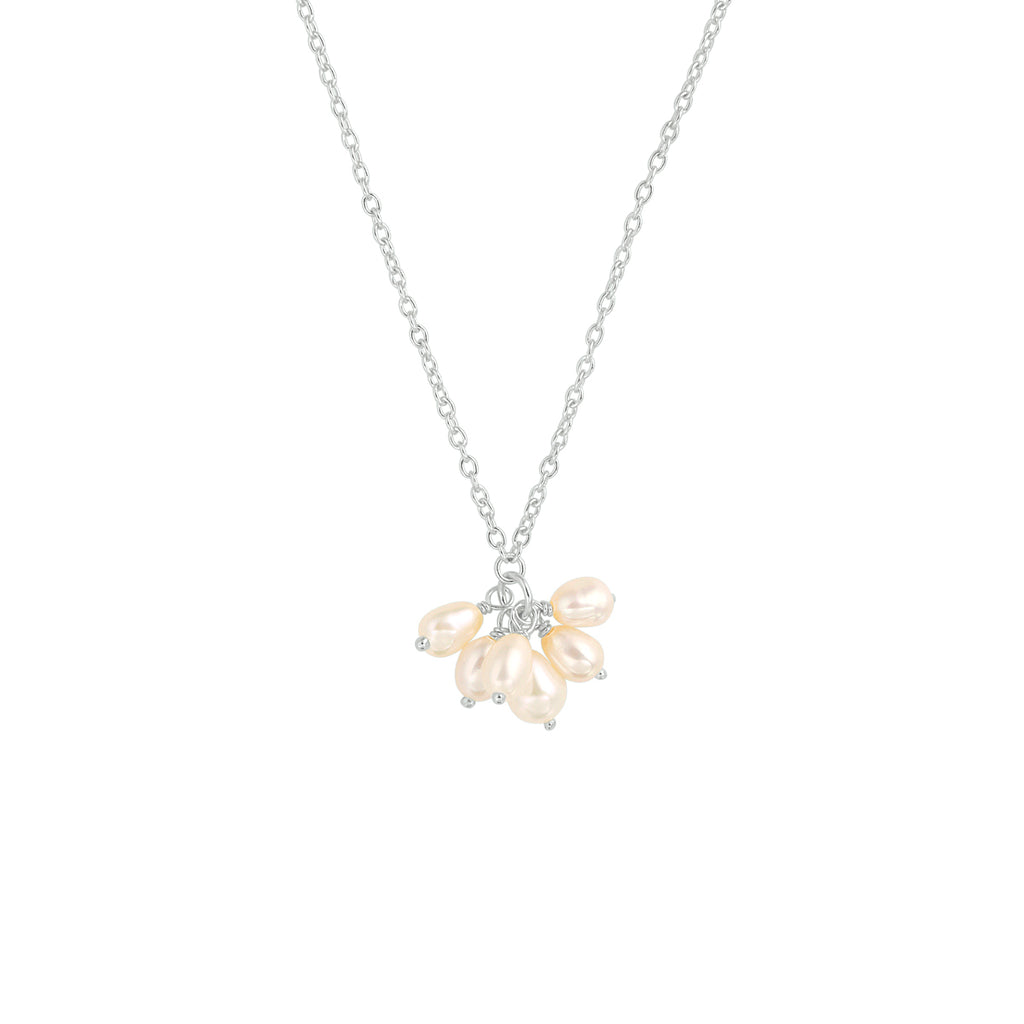 Collier parel 41 + 4 cm zilver gerhodineerd