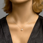 Collier parel 41 + 4 cm zilver gerhodineerd