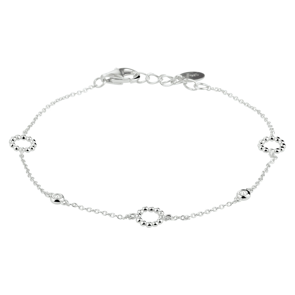 Armband zirkonia 16 + 2 cm zilver gerhodineerd