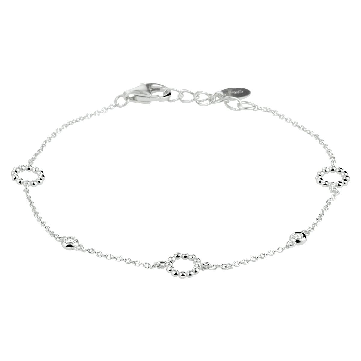 Armband zirkonia 16 + 2 cm zilver gerhodineerd