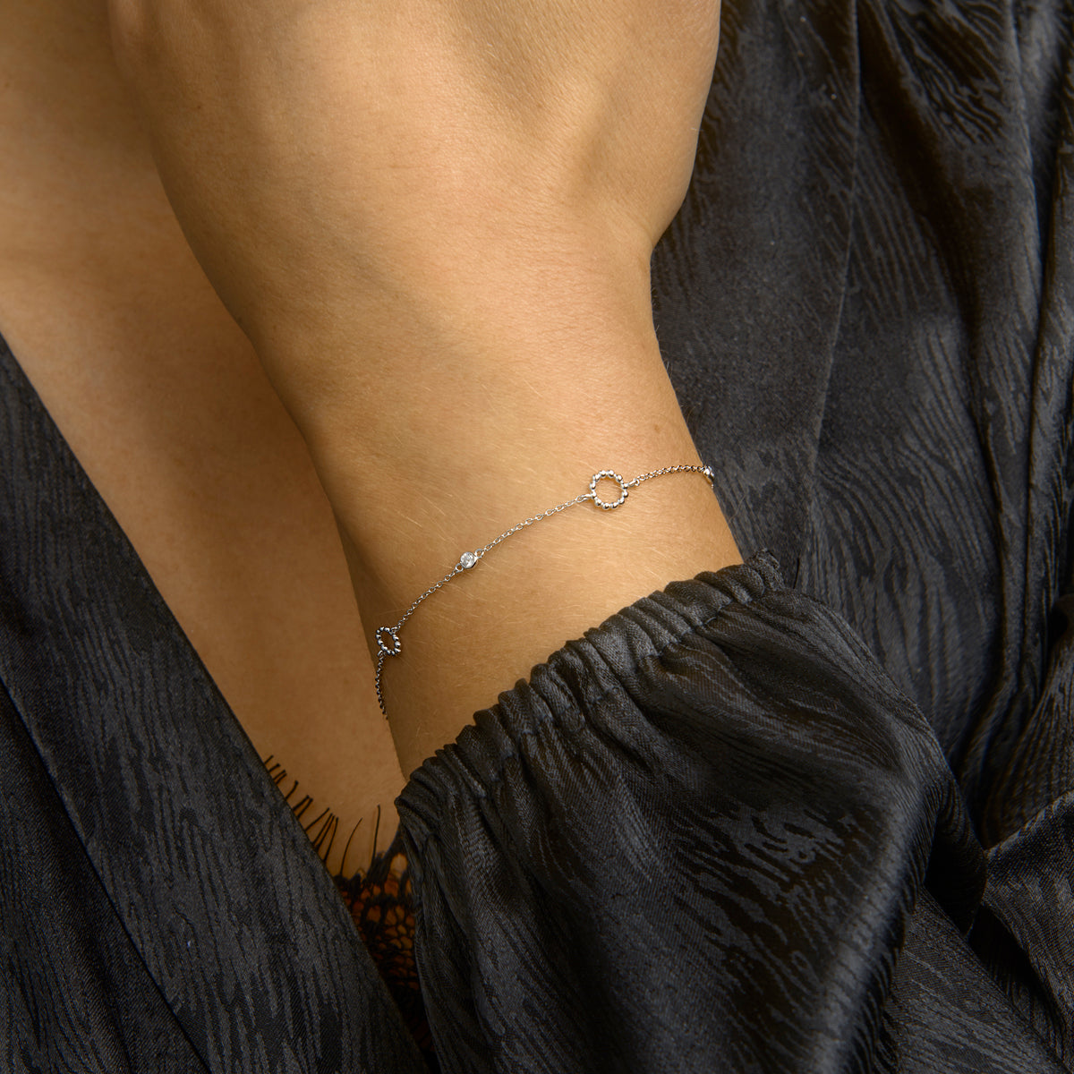 Armband zirkonia 16 + 2 cm zilver gerhodineerd