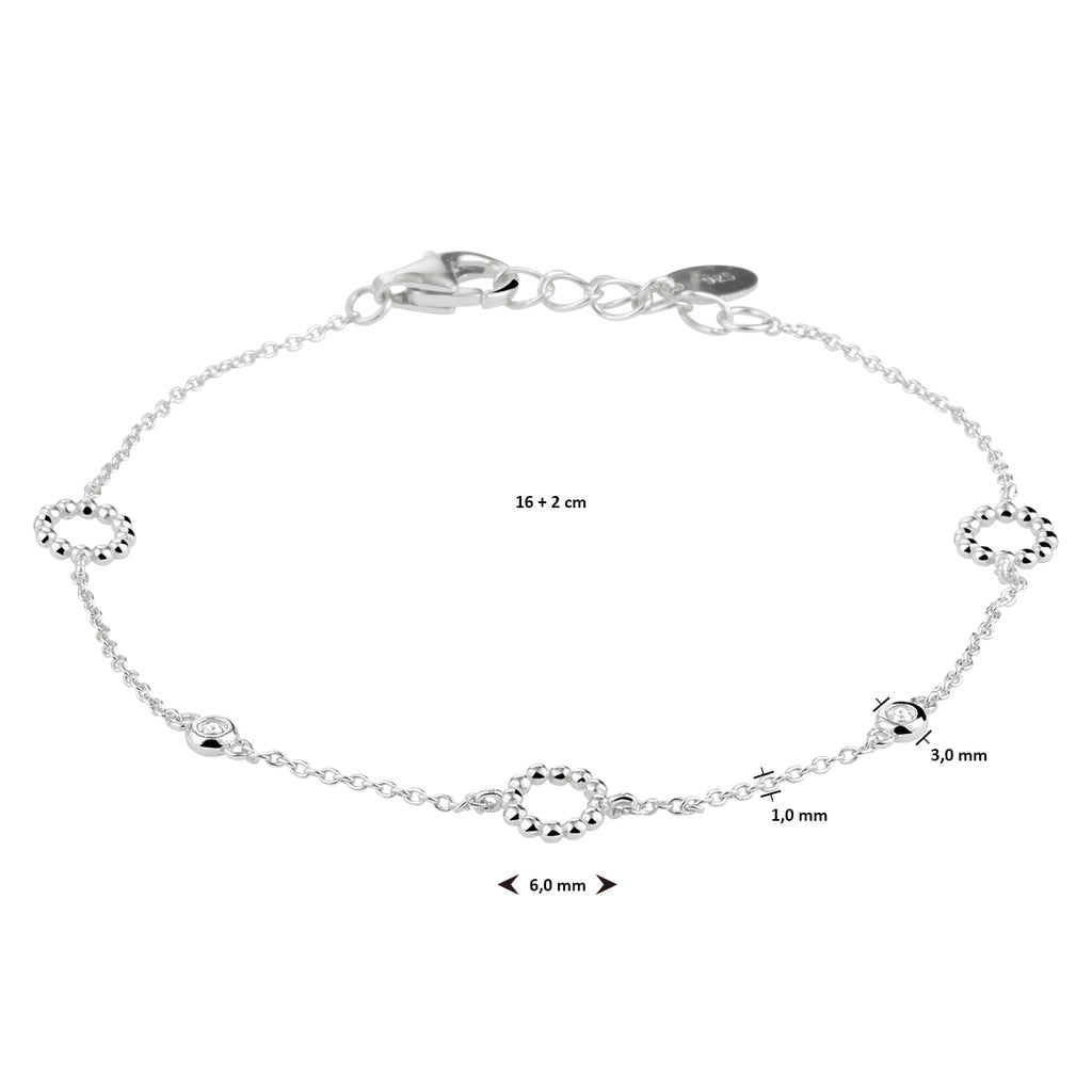 Armband zirkonia 16 + 2 cm zilver gerhodineerd