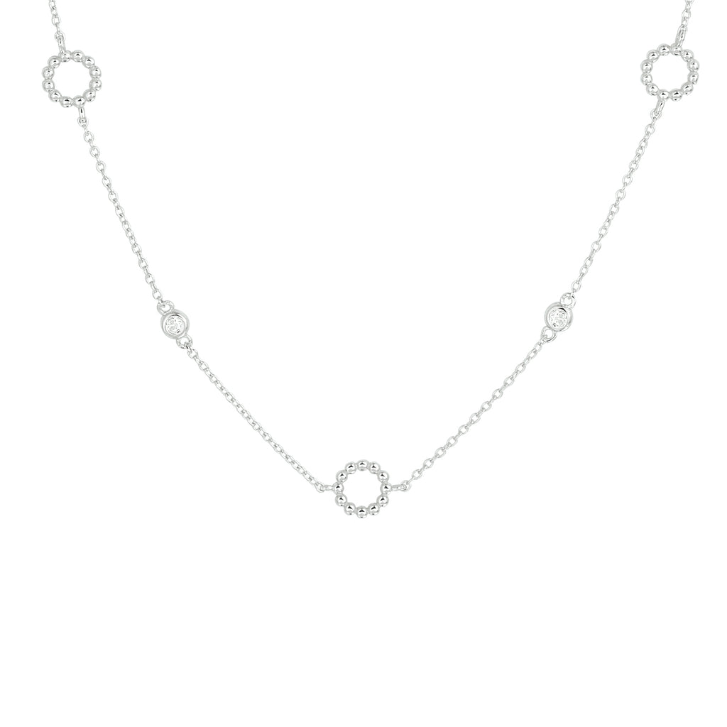 Collier zirkonia 41 + 4 cm zilver gerhodineerd