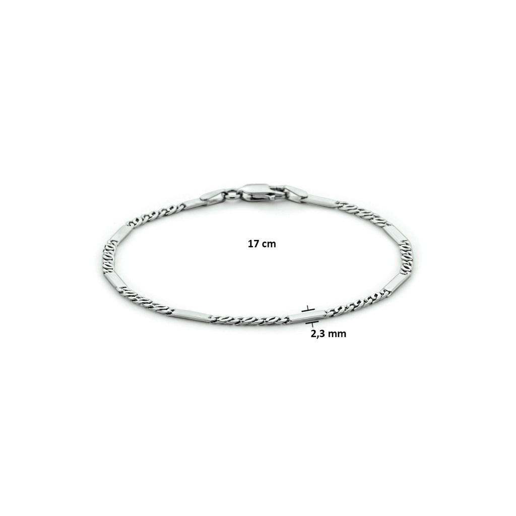 Armband valkenoog met tussenstuk 2,3 mm zilver gerhodineerd