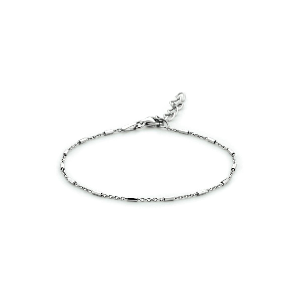 Armband buisjes 1,3 mm 16 + 3 cm zilver gerhodineerd