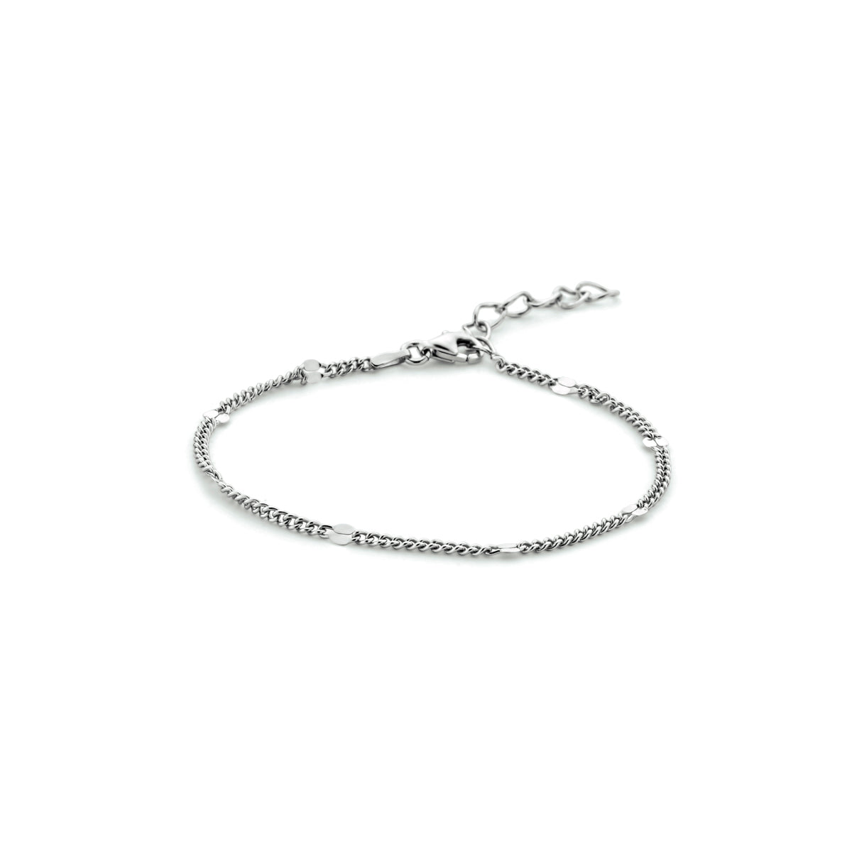 Armband gourmette met tussenstuk 3,0 mm 16 + 3 cm zilver gerhodineerd
