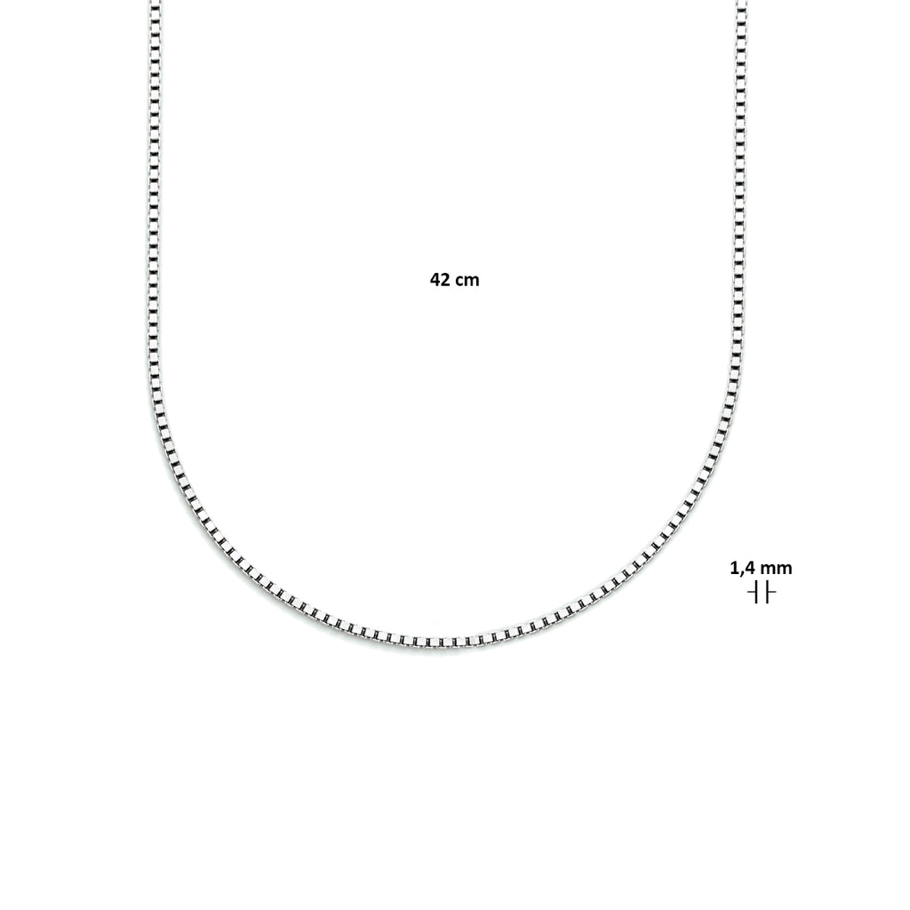 Collier venetiaans 1,4 mm zilver gerhodineerd