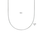Collier gourmette 4-zijdes geslepen 1,1 mm zilver gerhodineerd