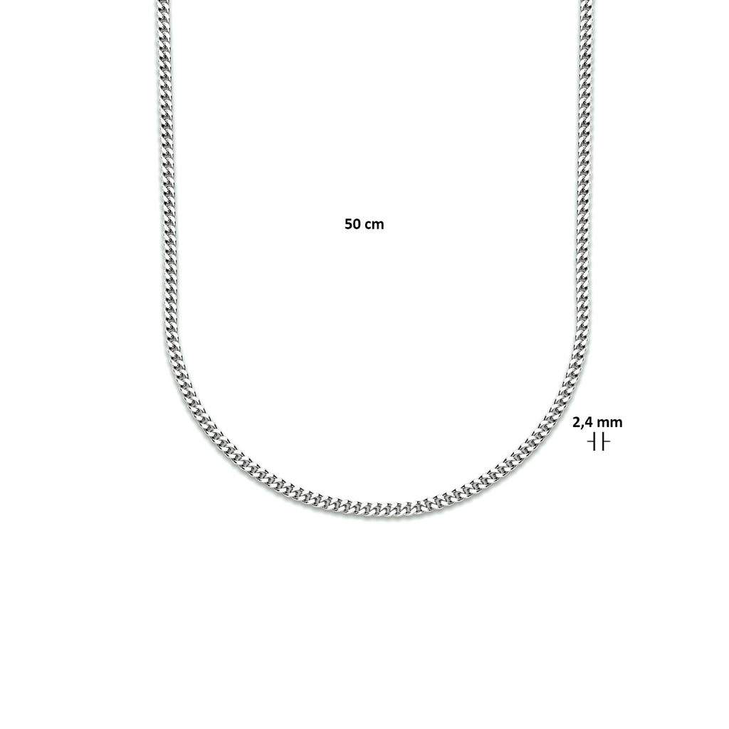 Collier gourmette 4-zijdes geslepen 2,4 mm zilver gerhodineerd
