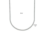 Collier gourmette 4-zijdes geslepen 2,4 mm zilver gerhodineerd