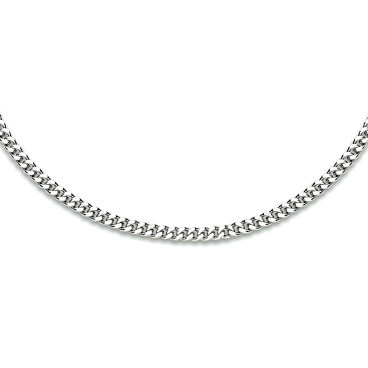 Collier gourmette 4-zijdes geslepen 2,4 mm zilver gerhodineerd