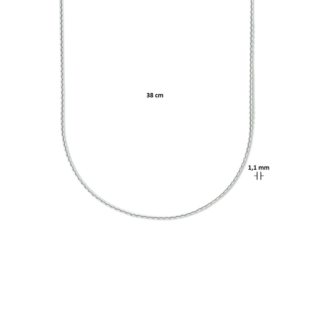 Collier anker gediamanteerd 1,1 mm zilver gerhodineerd