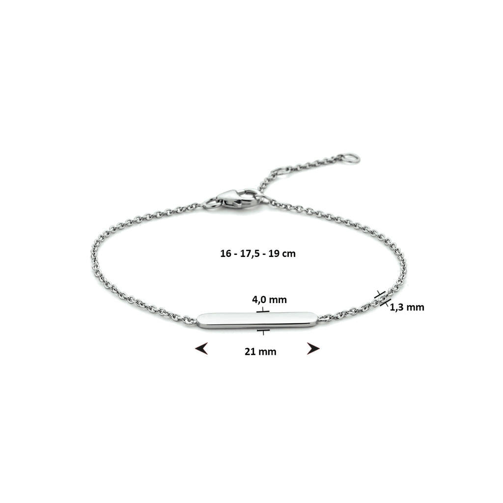 Graveerarmband plaat 4,0 mm 16 - 17,5 - 19 cm zilver gerhodineerd