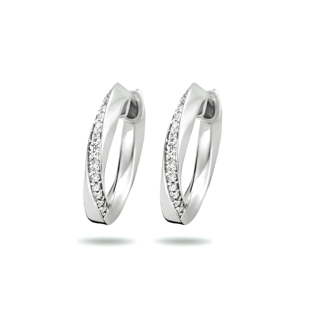 Klapoorringen zirkonia zilver gerhodineerd