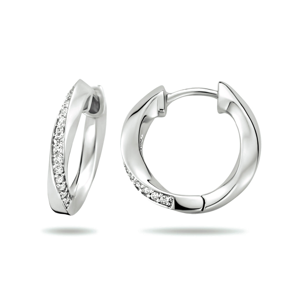 Klapoorringen zirkonia zilver gerhodineerd