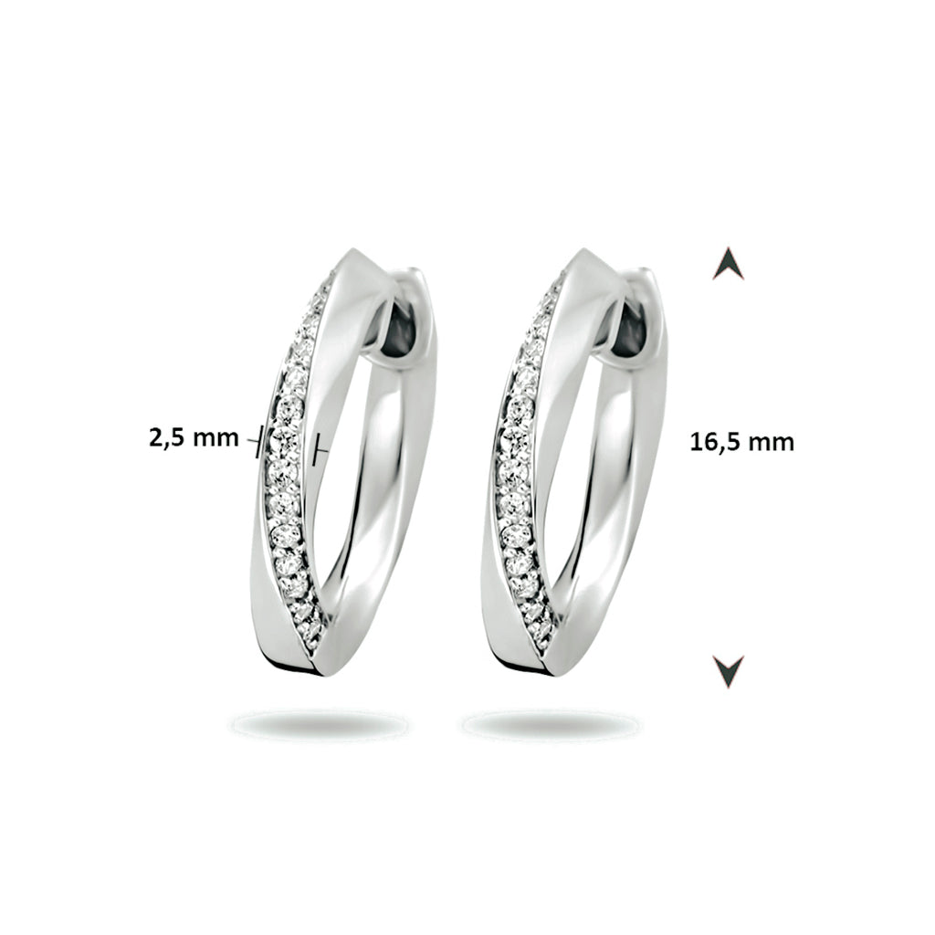 Klapoorringen zirkonia zilver gerhodineerd