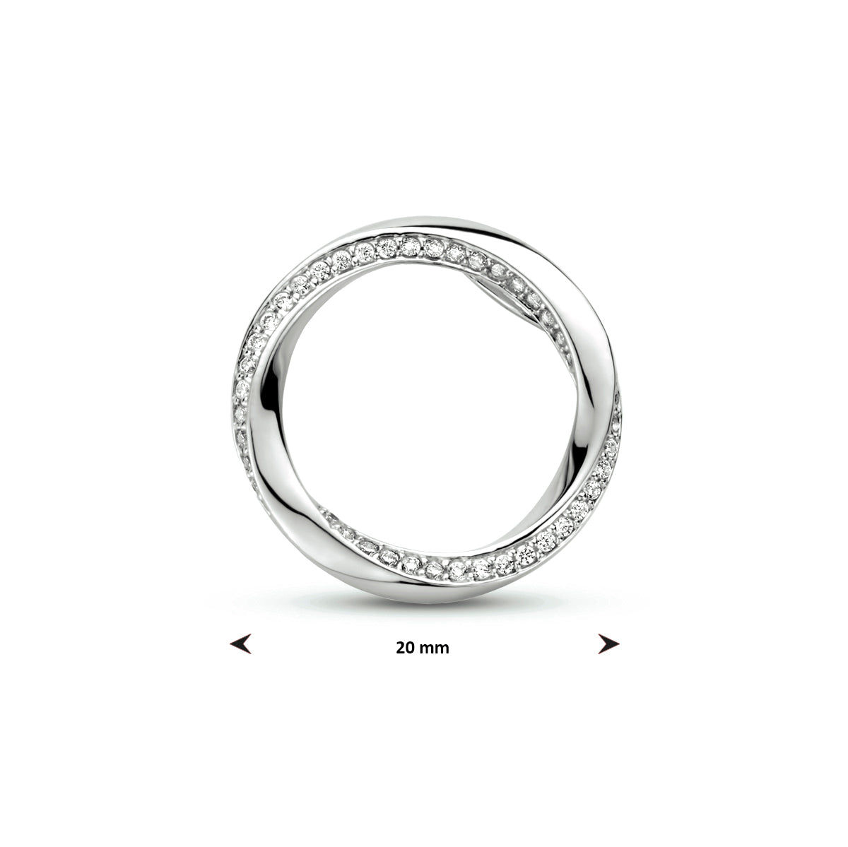 Hanger rond zirkonia zilver gerhodineerd