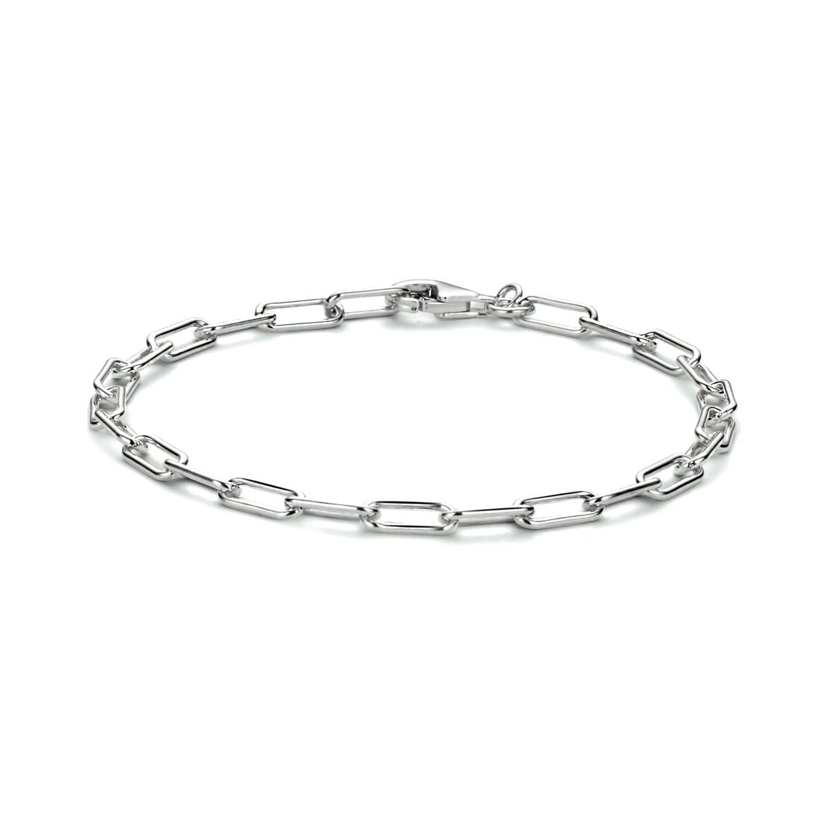 Armband paperclip ronde buis 3,5 mm 18 cm zilver gerhodineerd