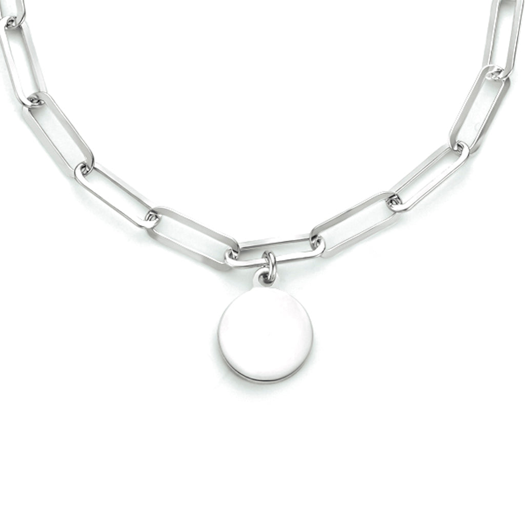 Graveercollier rondje 40 + 4 cm zilver gerhodineerd