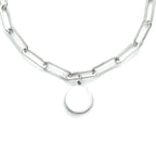 Graveercollier rondje 40 + 4 cm zilver gerhodineerd