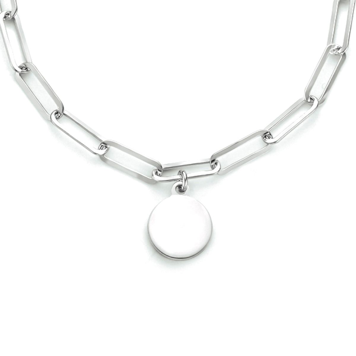 Graveercollier rondje 40 + 4 cm zilver gerhodineerd