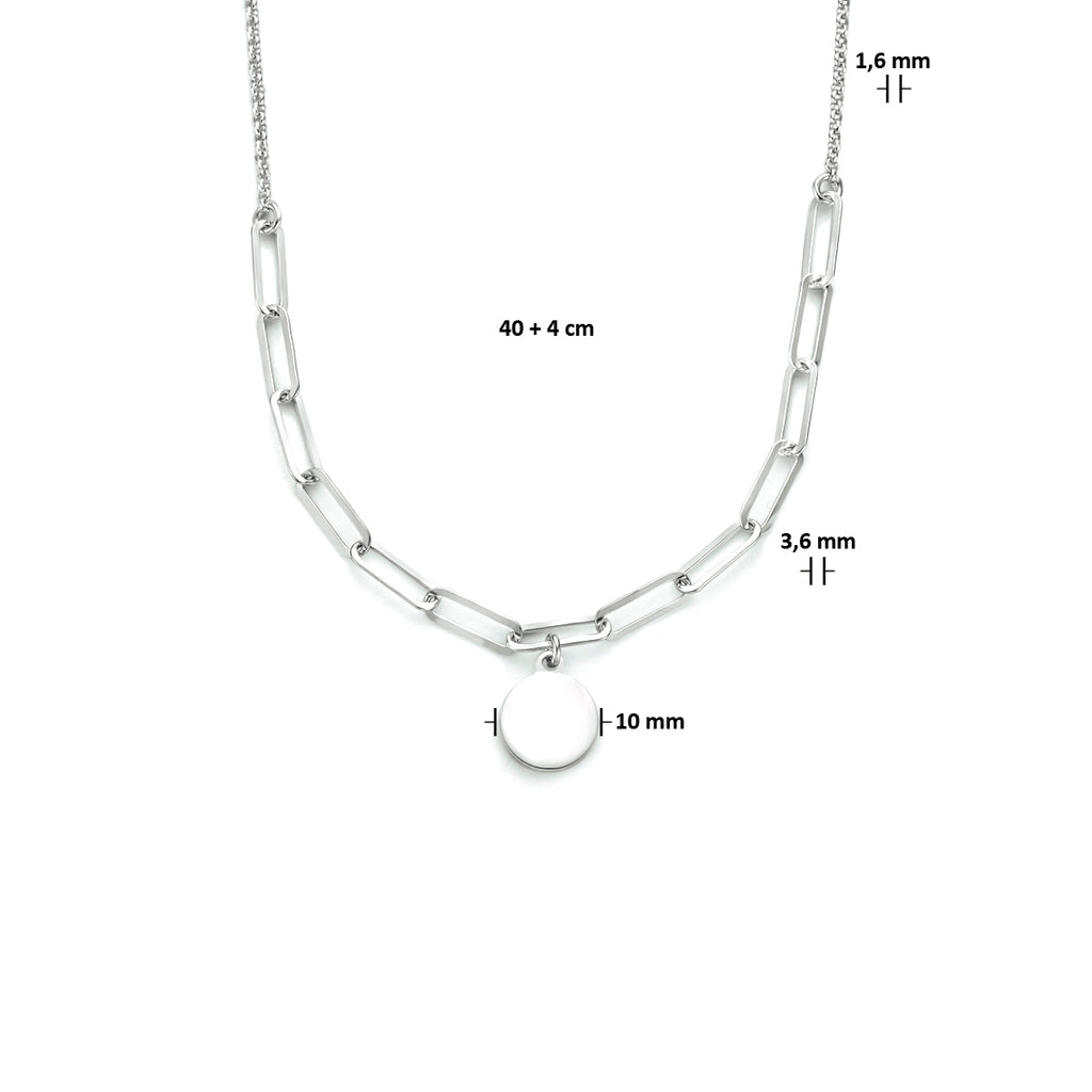 Graveercollier rondje 40 + 4 cm zilver gerhodineerd