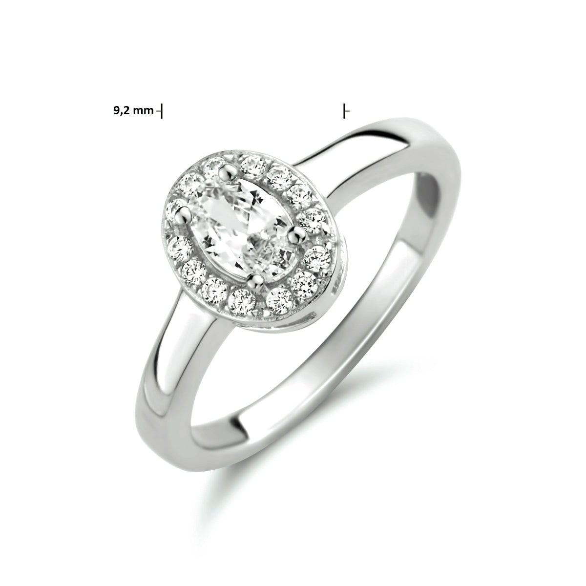 Ring zirkonia zilver gerhodineerd