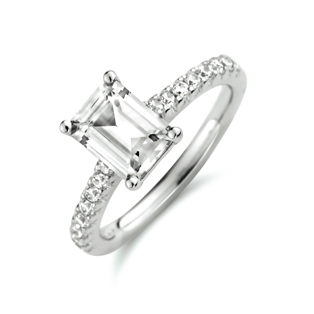 Ring zirkonia zilver gerhodineerd