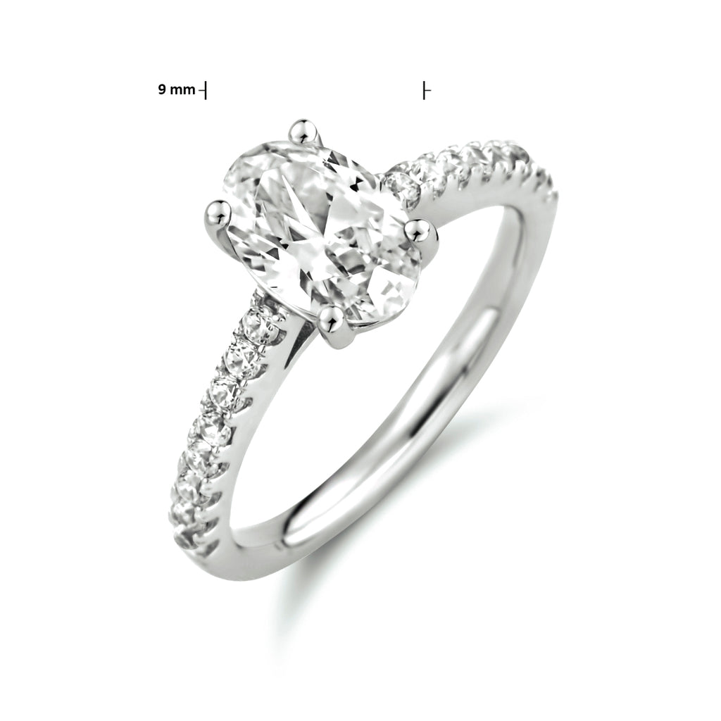 Ring zirkonia zilver gerhodineerd