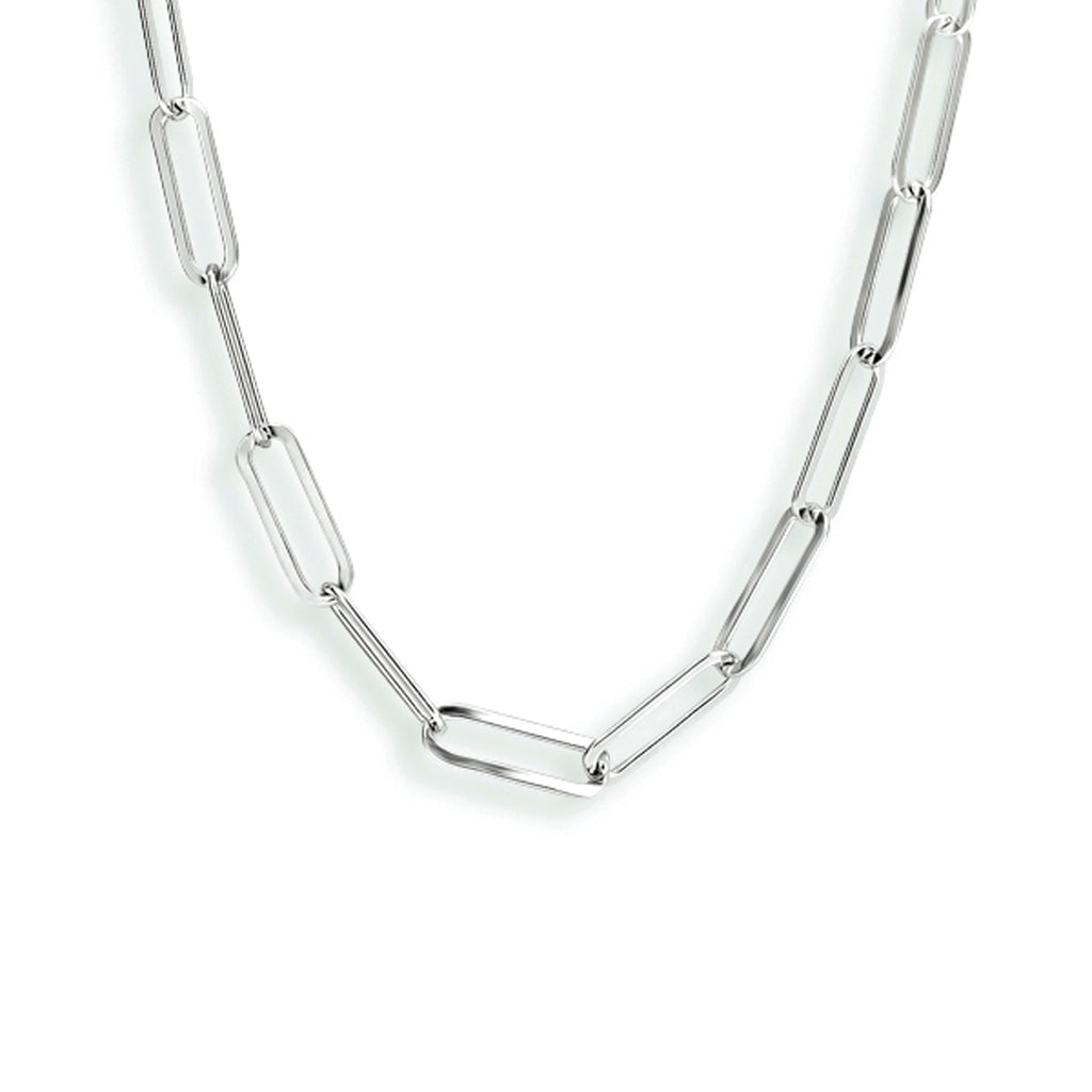 Collier paperclip platte buis 3,7 mm 41 + 4 cm zilver gerhodineerd