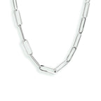 Collier paperclip platte buis 3,7 mm 41 + 4 cm zilver gerhodineerd