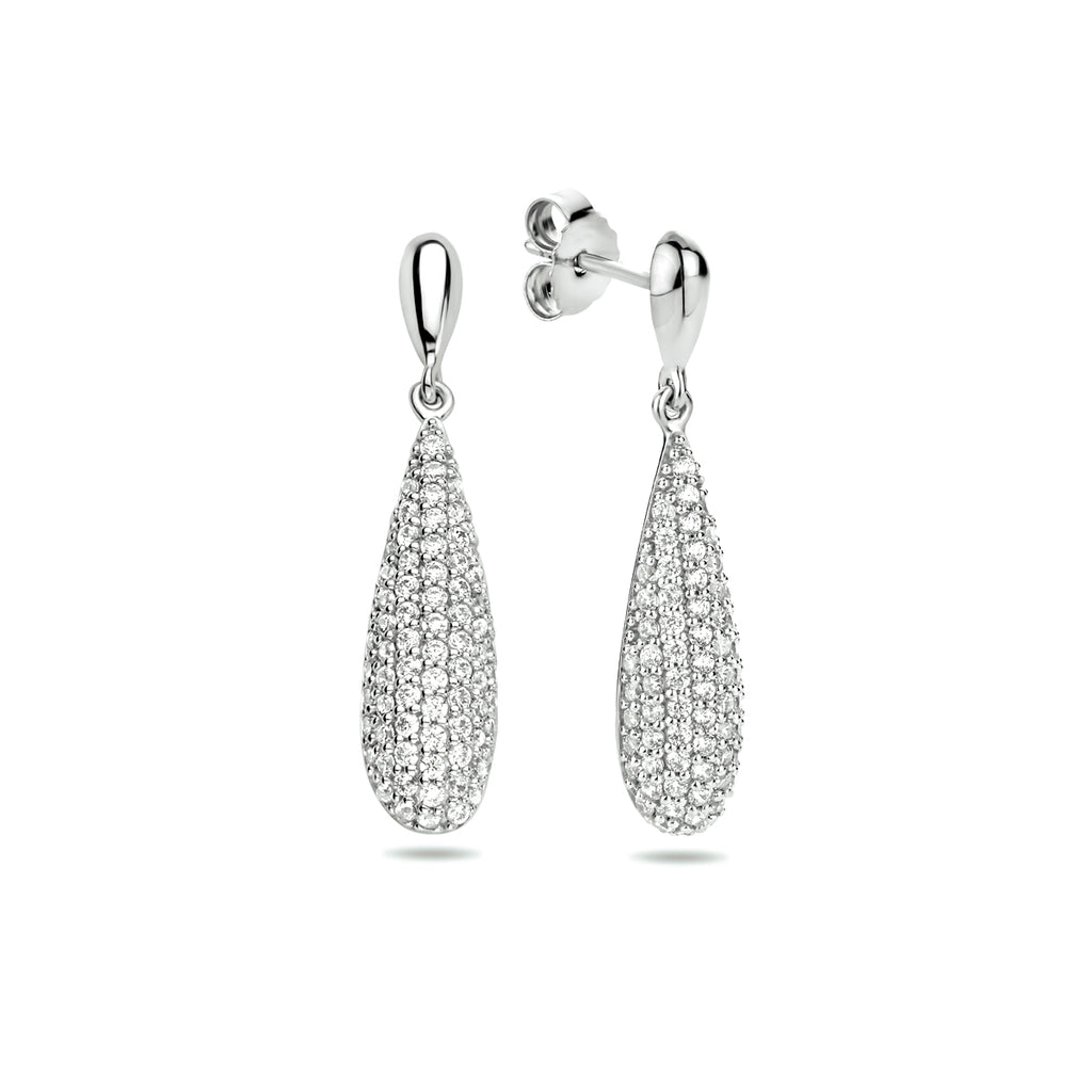 Oorhangers zirkonia zilver gerhodineerd