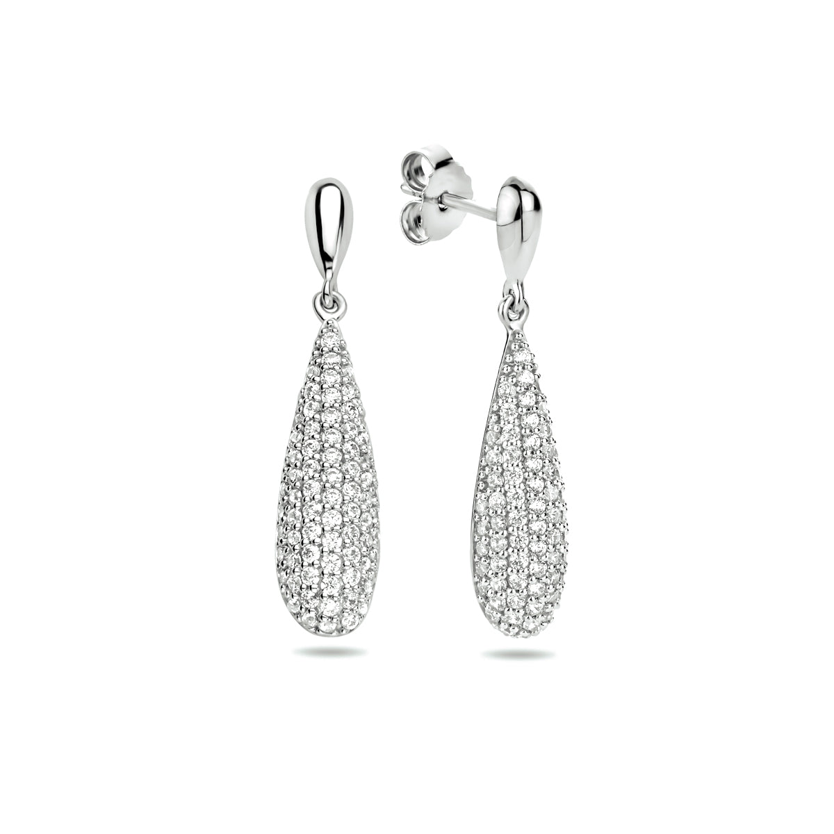 Oorhangers zirkonia zilver gerhodineerd