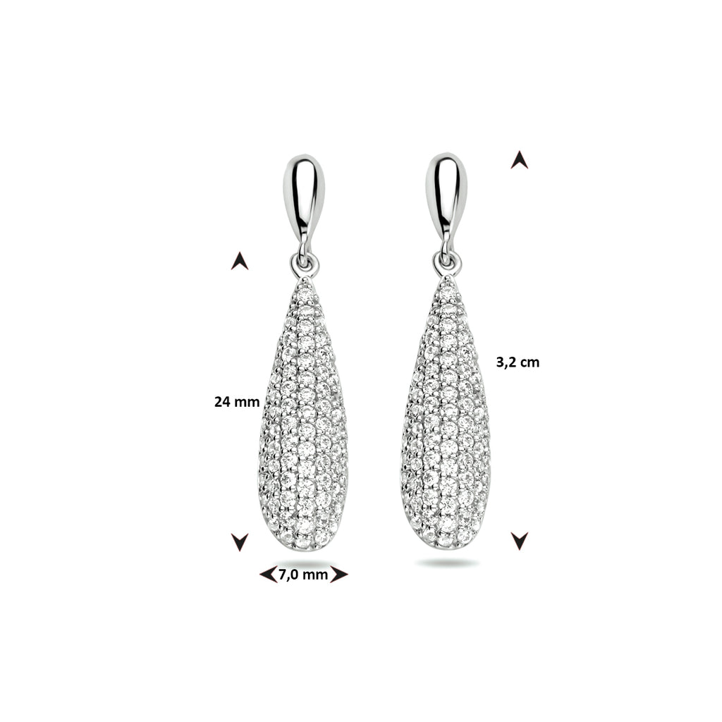 Oorhangers zirkonia zilver gerhodineerd