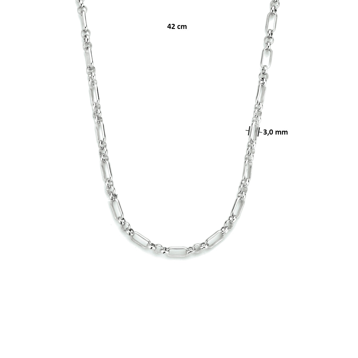 Collier anker 3,0 mm zilver gerhodineerd