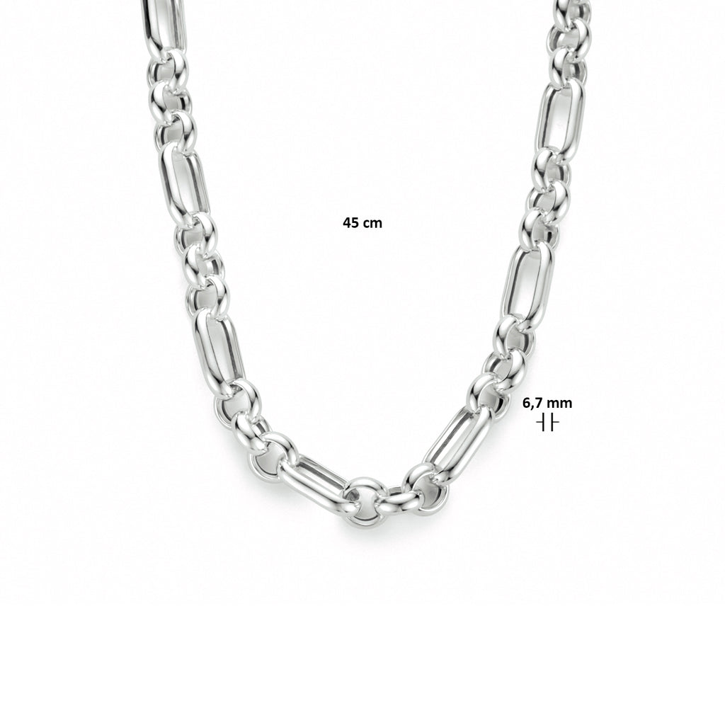 Collier anker 6,7 mm 45 cm zilver gerhodineerd