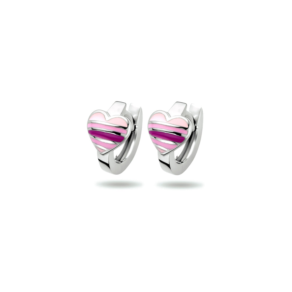 Klapoorringen hartje zilver gerhodineerd