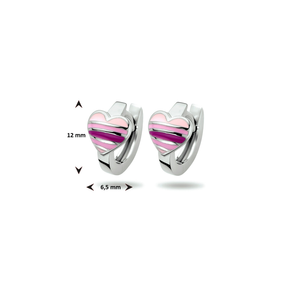 Klapoorringen hartje zilver gerhodineerd