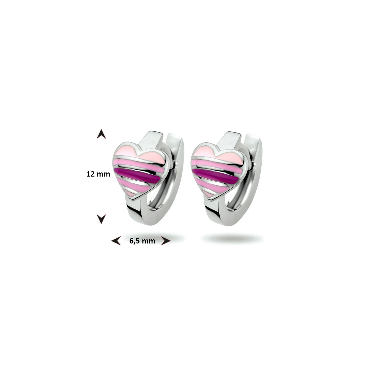 Klapoorringen hartje zilver gerhodineerd