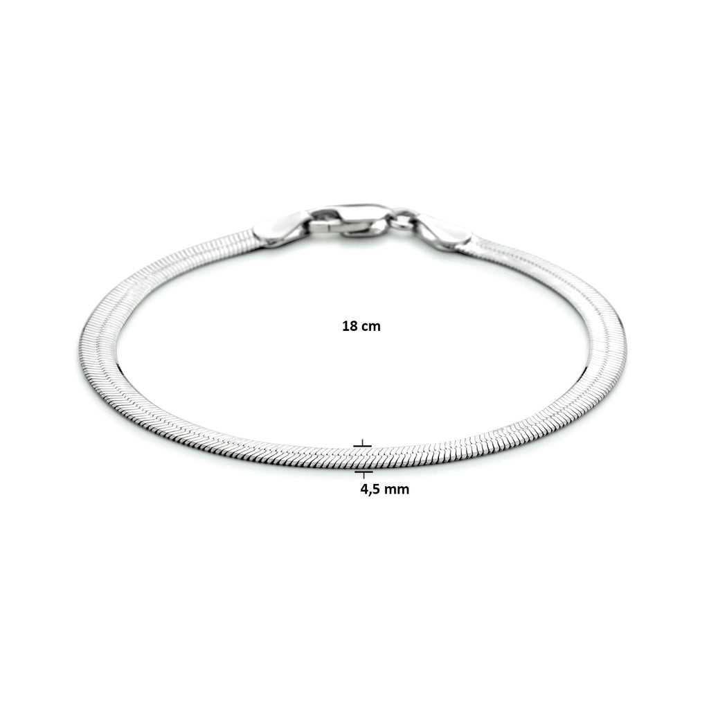 Armband plat 4,5 mm zilver gerhodineerd