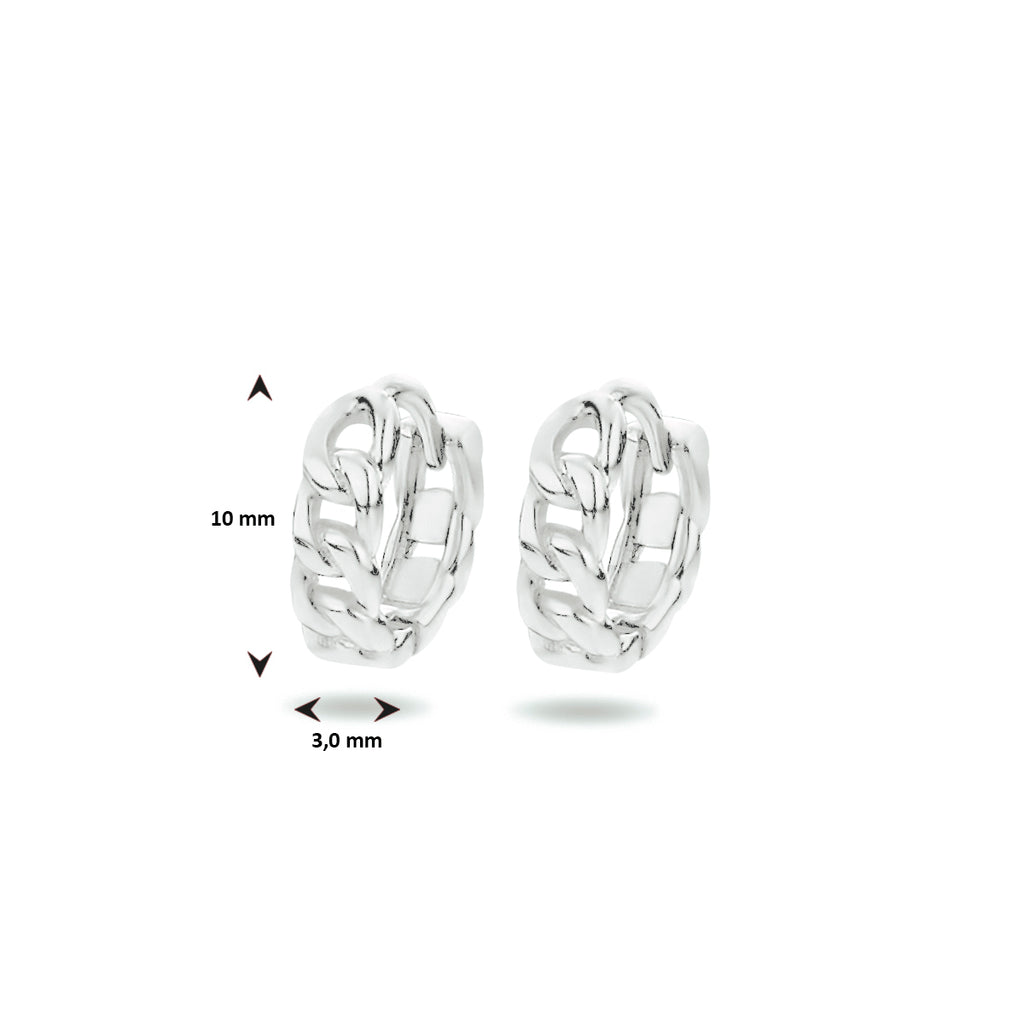 Klapoorringen schakel zilver gerhodineerd