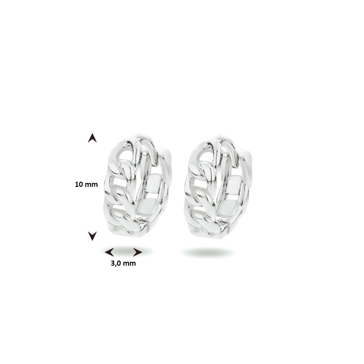 Klapoorringen schakel zilver gerhodineerd