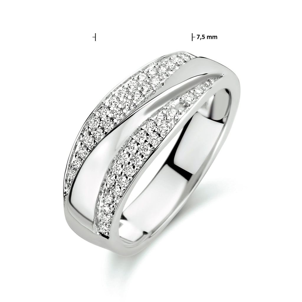 Ring zirkonia zilver gerhodineerd