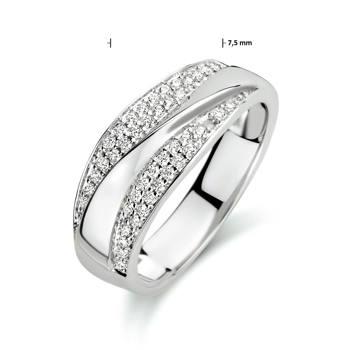 Ring zirkonia zilver gerhodineerd