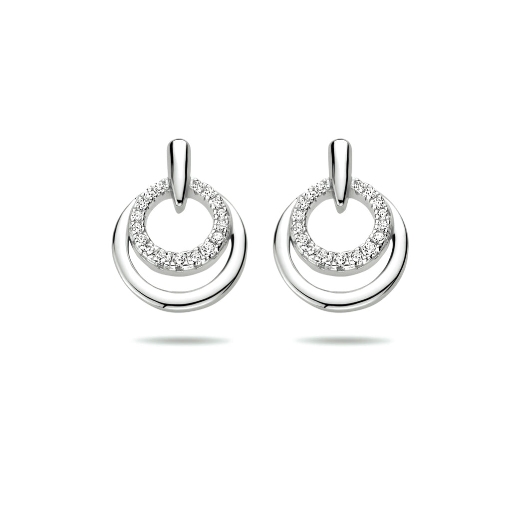 Oorknoppen zirkonia zilver gerhodineerd