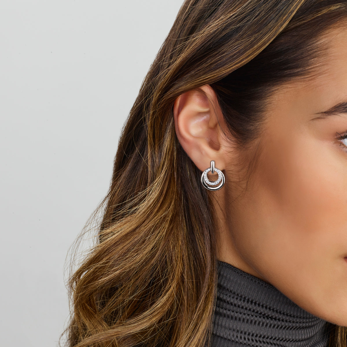 Oorknoppen zirkonia zilver gerhodineerd