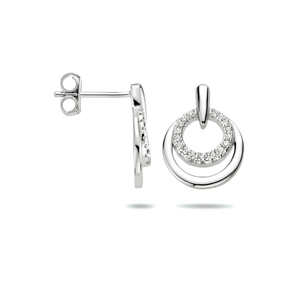 Oorknoppen zirkonia zilver gerhodineerd